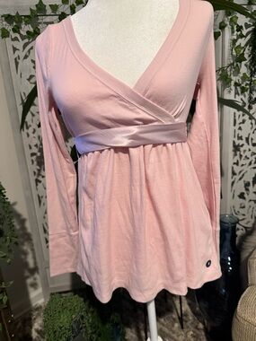 Hollister Pale Pink Long-Sleeve V-Neck Wrap Tunic
